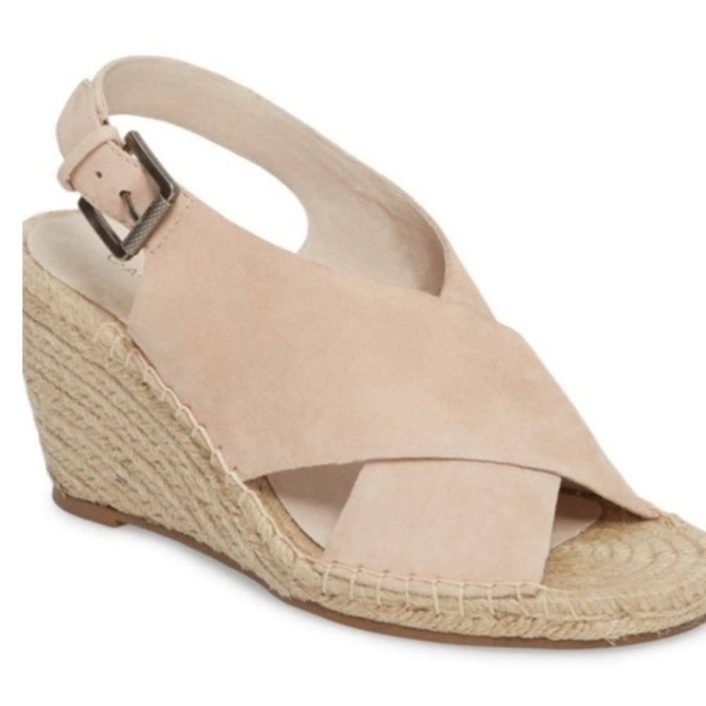 Caslon Women Suede Crisscross Espadrille Wedge Sandals Blush Tan 9.5M